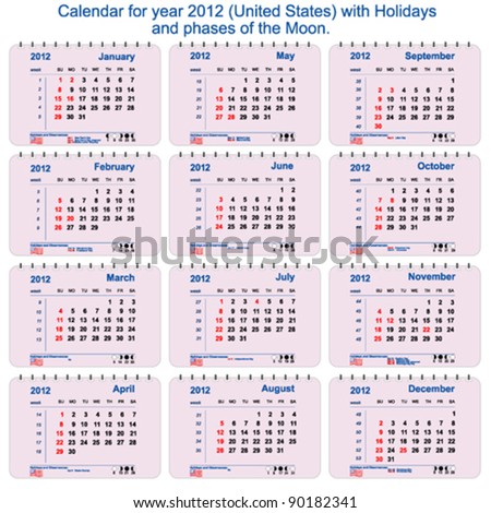 Calendar 2012 With Holidays Usa