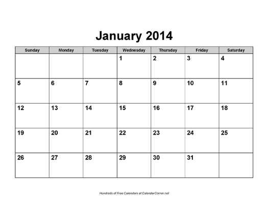 Calendar 2014 January