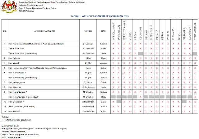 Calendar 2014 Printable With Holidays Malaysia