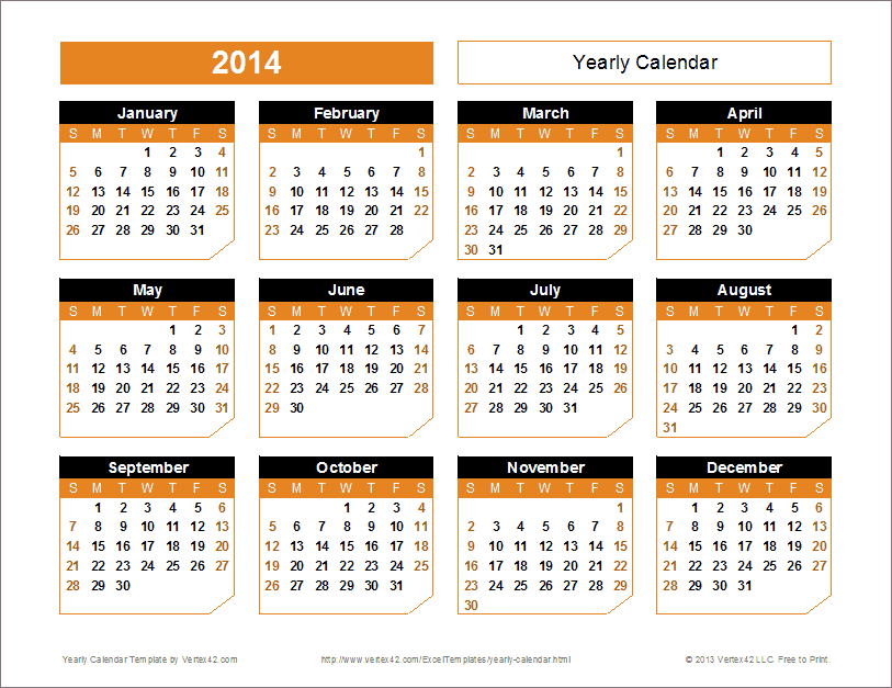 Calendar 2014 Template Indesign