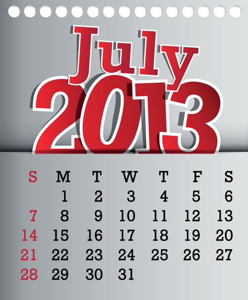 Calendar July 2013 Colorful