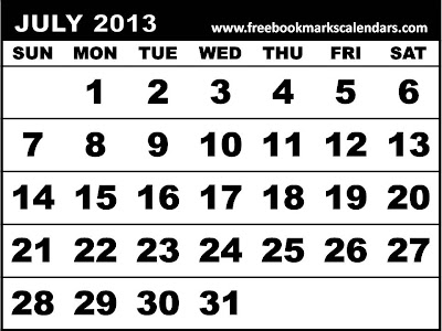 Calendar July 2013 Template