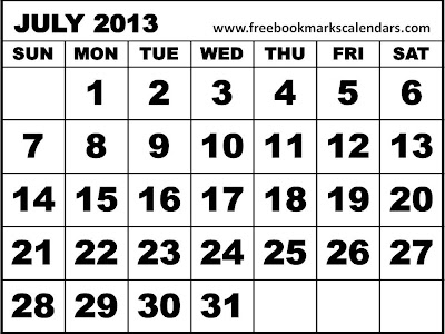 Calendar July 2013 Weekly