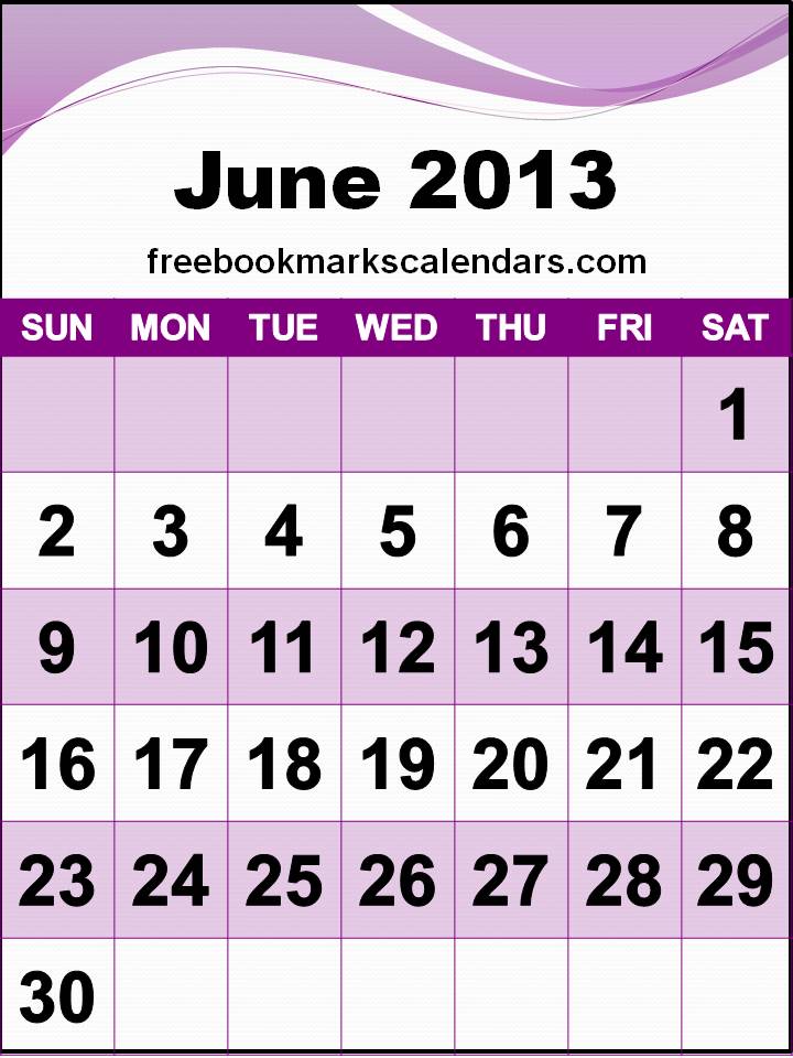 Calendar June 2013 Colorful