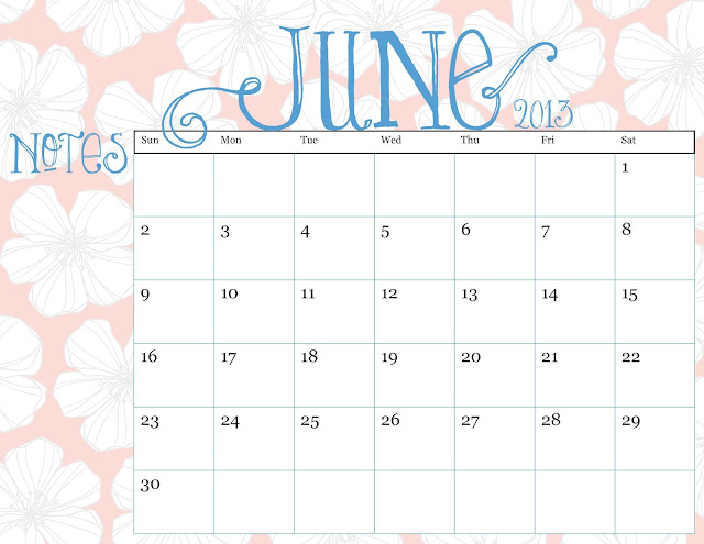 Calendar June 2013 Colorful