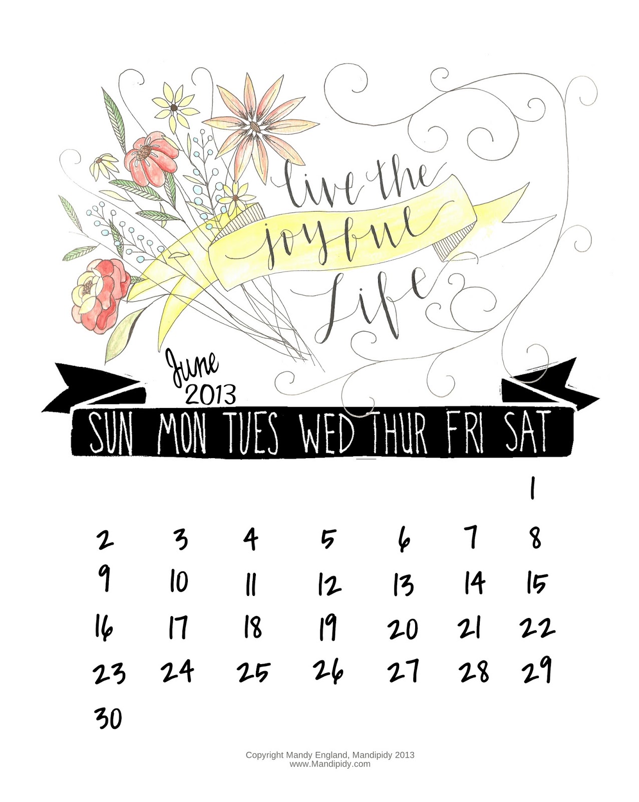 Calendar June 2013 Printable Pdf