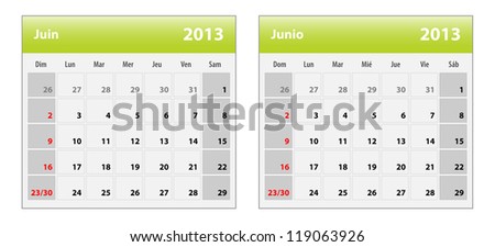 Calendar June 2013 Spanish