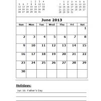 Calendar June 2013 With Holidays