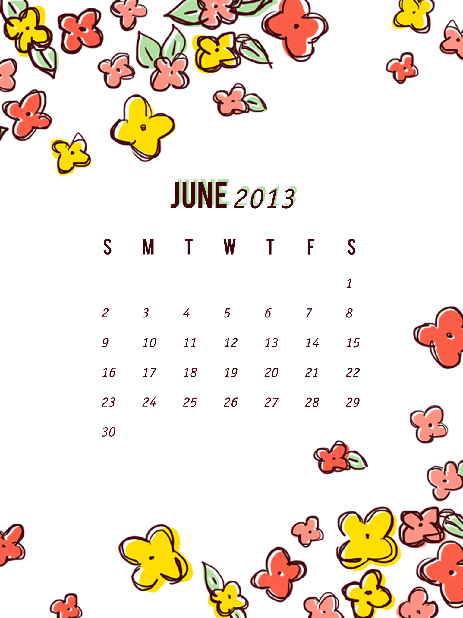 Calendar June 2013 With Holidays