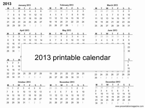 Calendar Template 2013