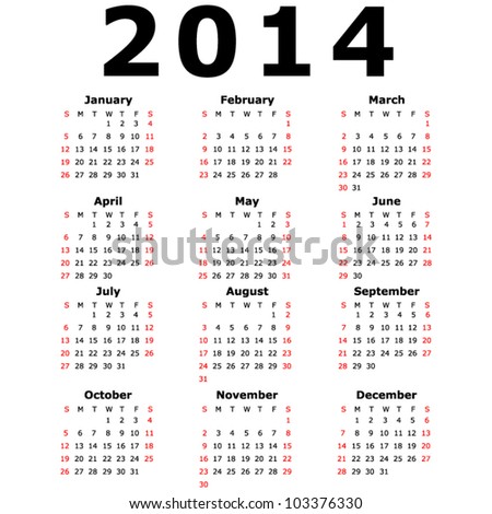 Calendar Template 2014