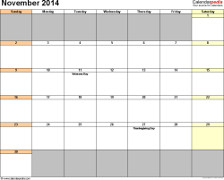 Calendar Template 2014 Excel