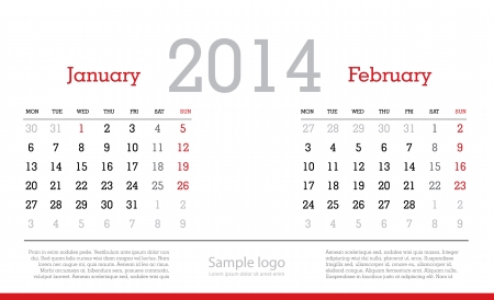 Calendar Template 2014 January