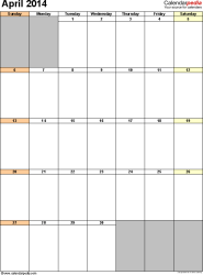 Calendar Template 2014 Word