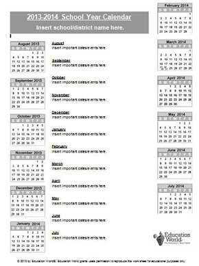 Calendar Template 2014 Yearly