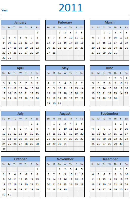 Calendar Template Excel