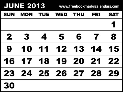 Calendar Template June 2013