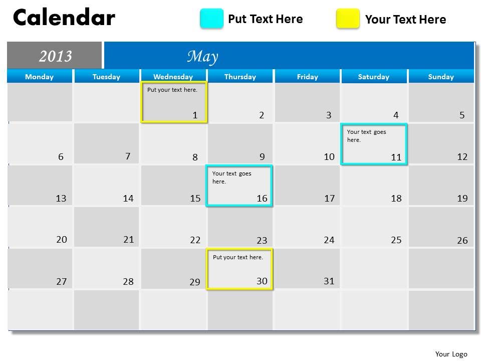 Calendar Template May 2013