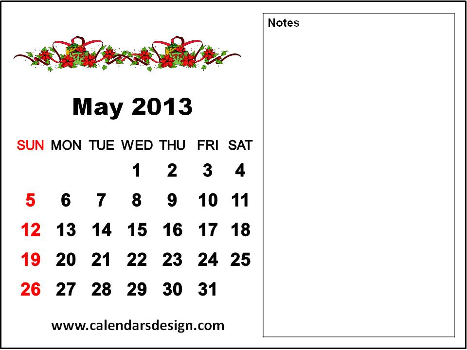 Calendar Template May 2013