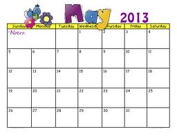 Calendar Template May 2013 Printable