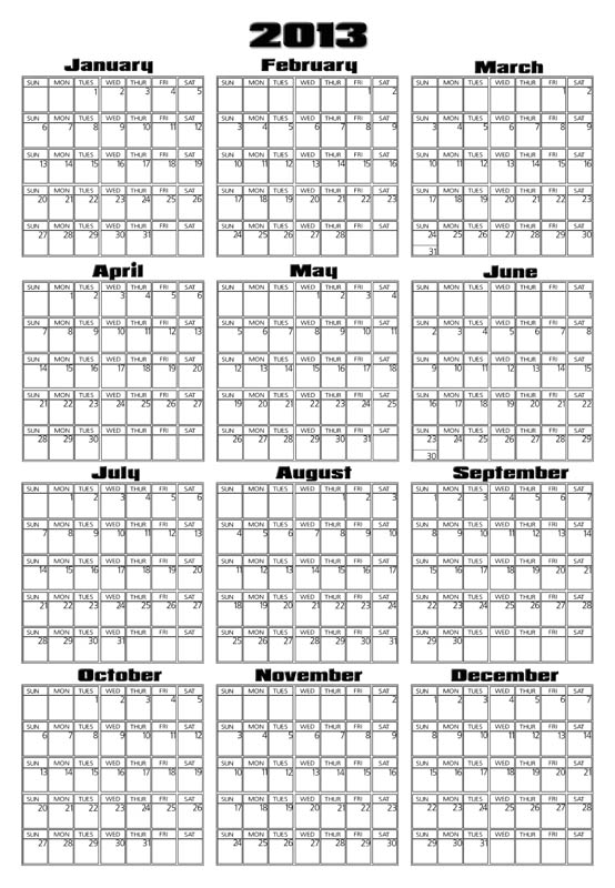 Calendar Template Printable 2013