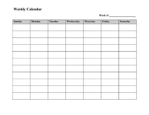 Calendar Template Printable