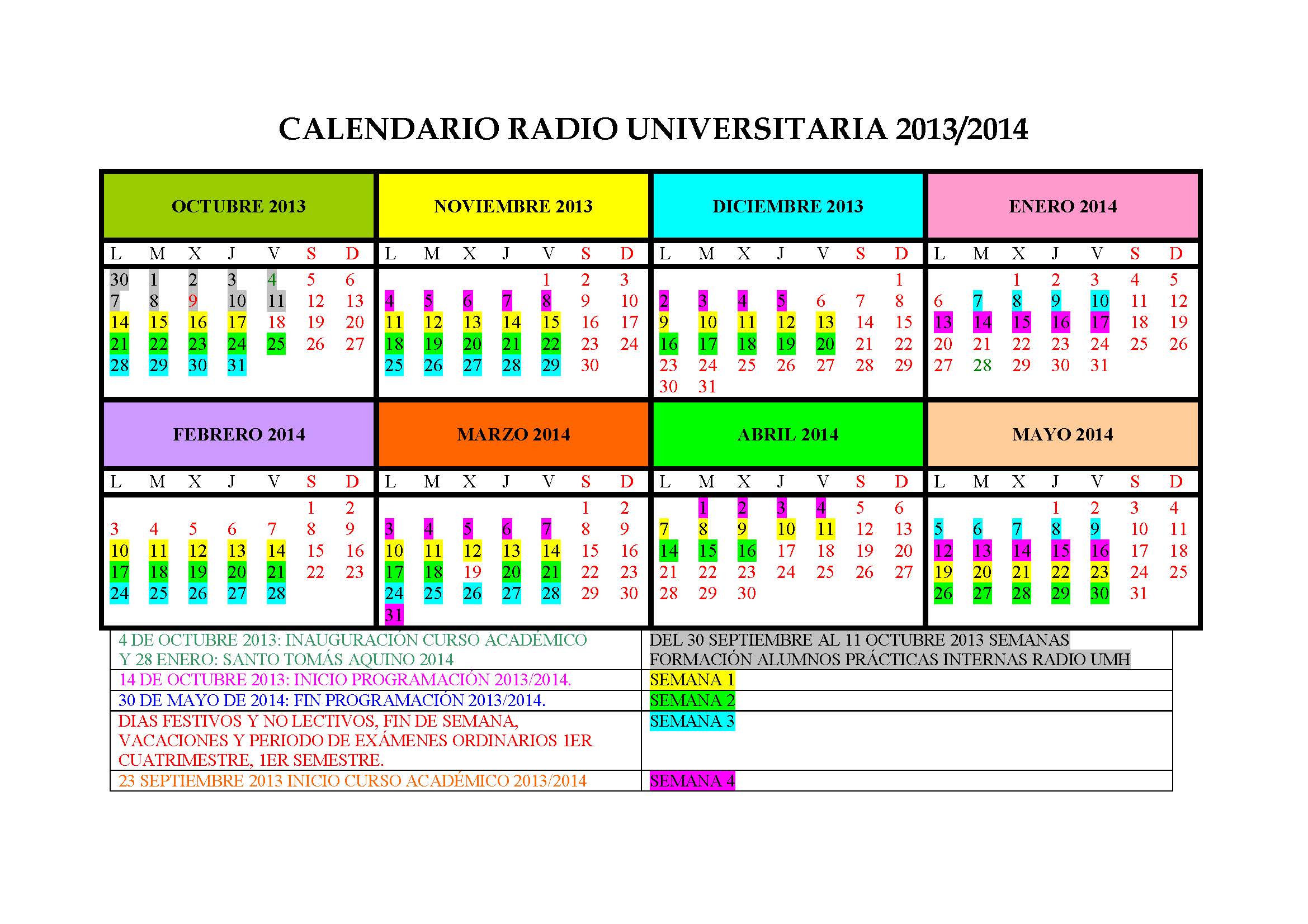 Calendario 2013 2014