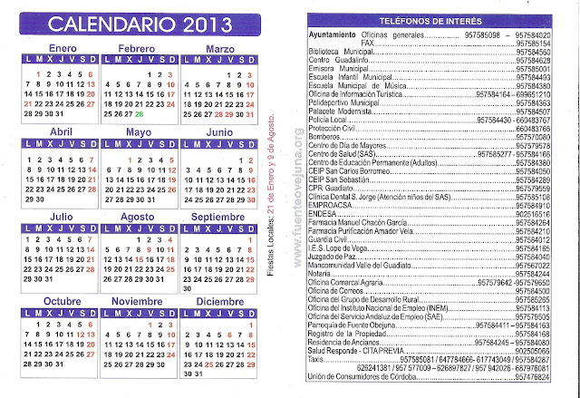 Calendario 2013