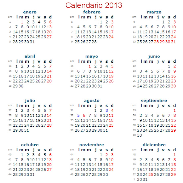 Calendario 2013