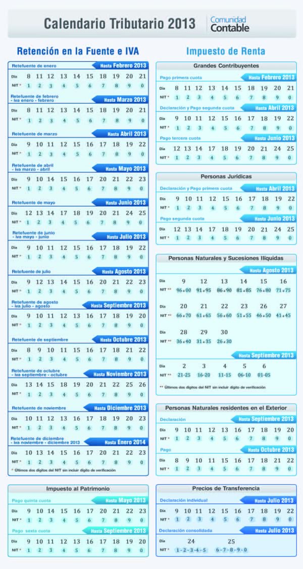 Calendario 2013 Colombia Excel