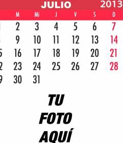 Calendario 2013 Julio