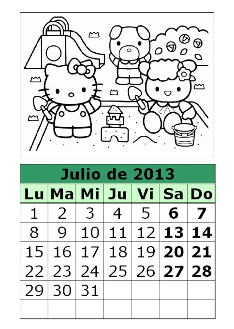 Calendario 2013 Julio Y Agosto