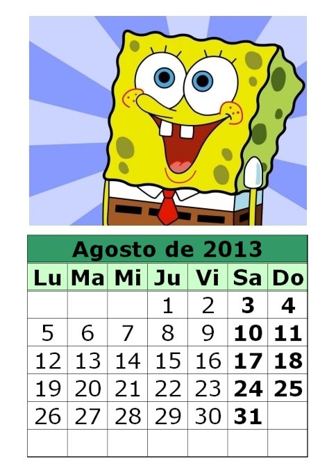 Calendario 2013 Julio Y Agosto