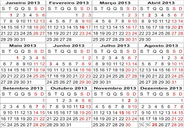 Calendario 2013 Para Imprimir