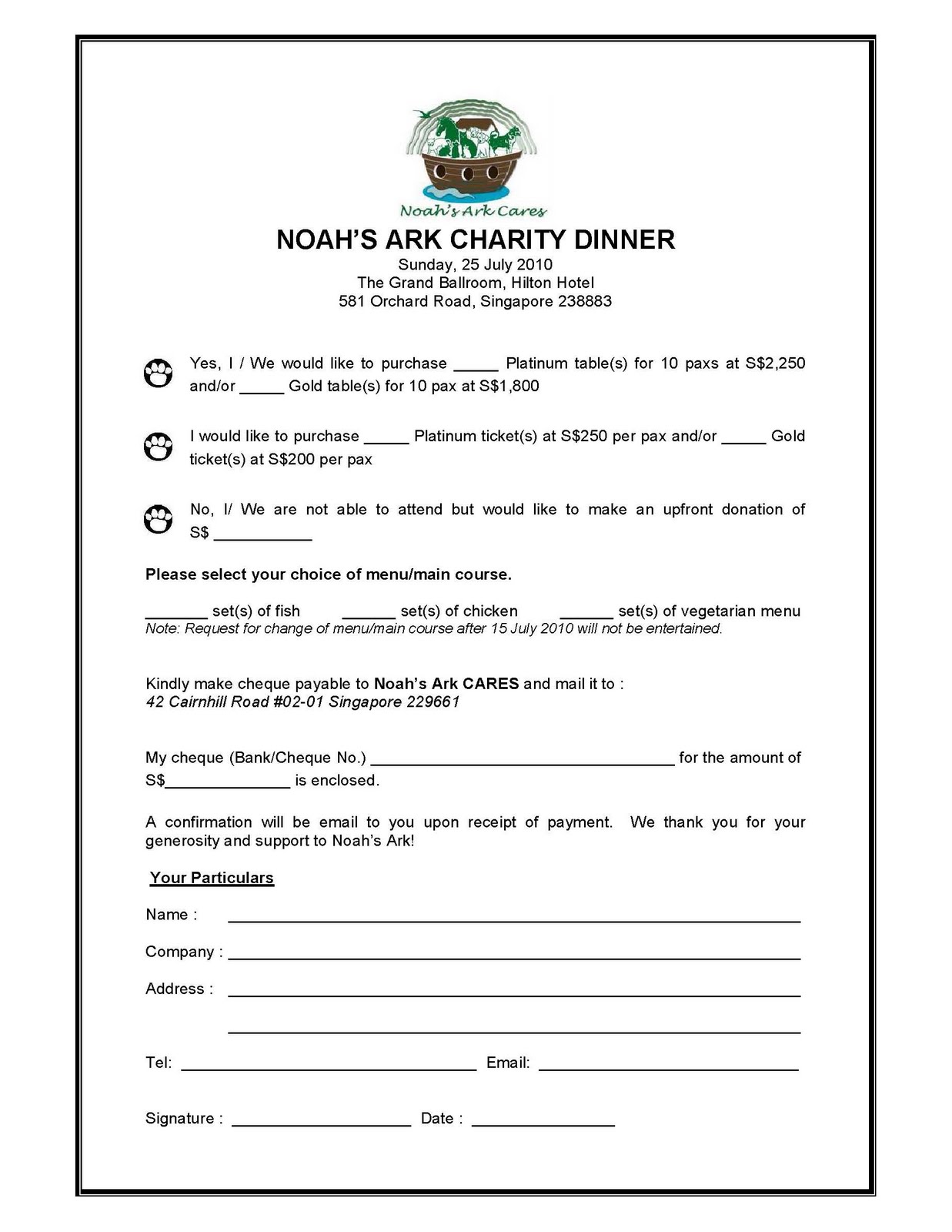 Charity Sponsorship Form Template