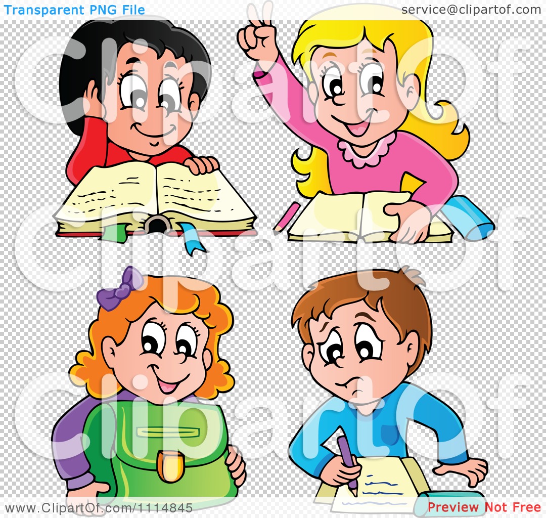 Children Doing Homework Clipart