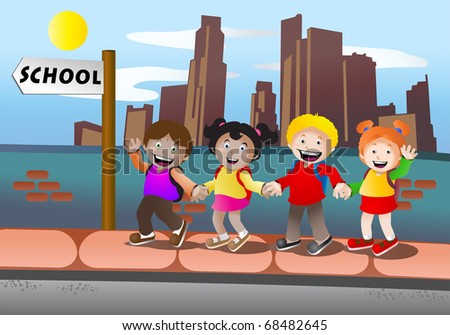 Children Playing At School Cartoon