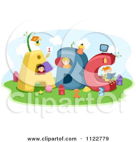 Children Playing At School Clip Art