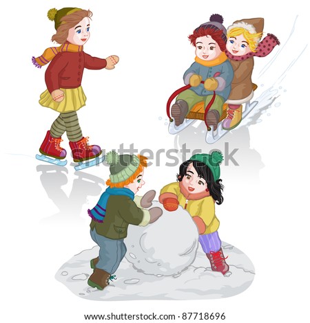 Children Playing Games Cartoon