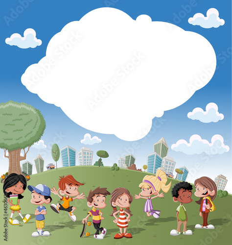 Children Playing In The Park Cartoon