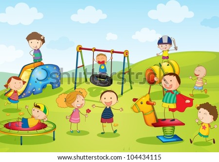 Children Playing Outside Cartoon