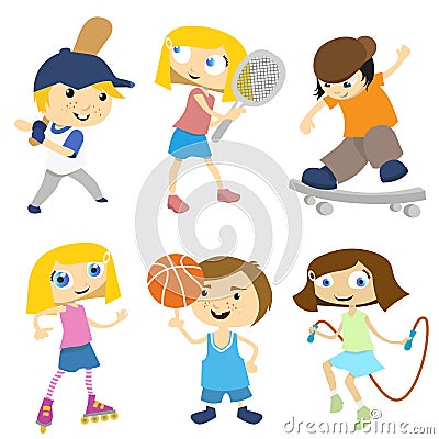 Children Playing Together Cartoon