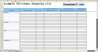 Christmas Shopping List Template Excel