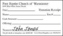 Church Donation Receipt Template