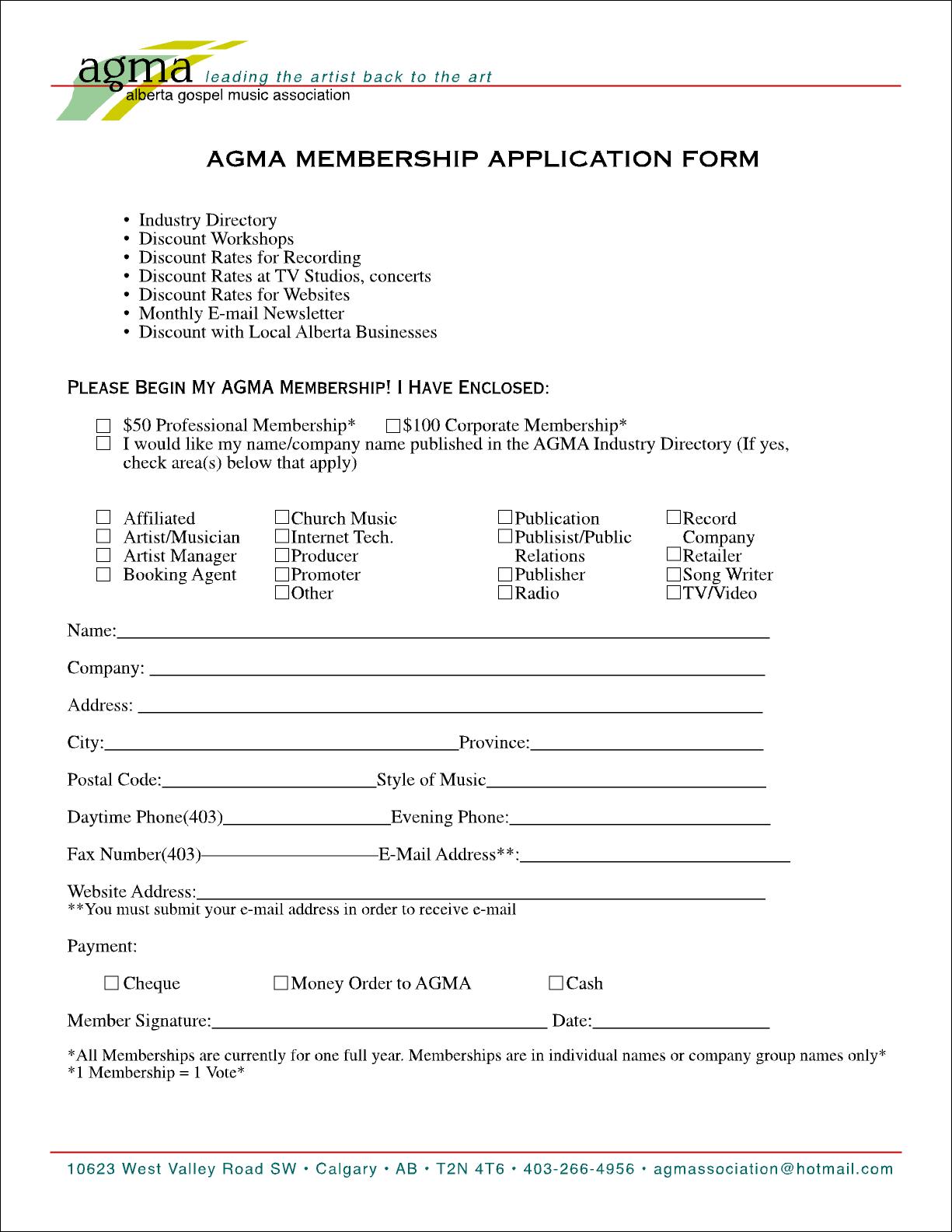 Church Membership Application Form