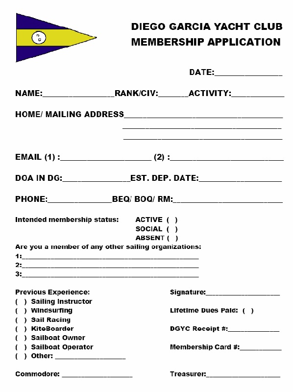 Club Membership Application Form Format