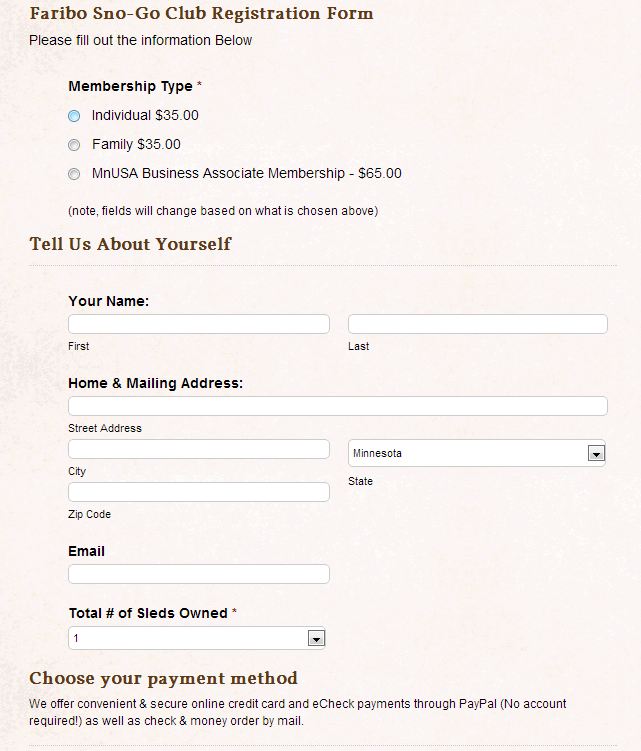 Club Membership Form Sample