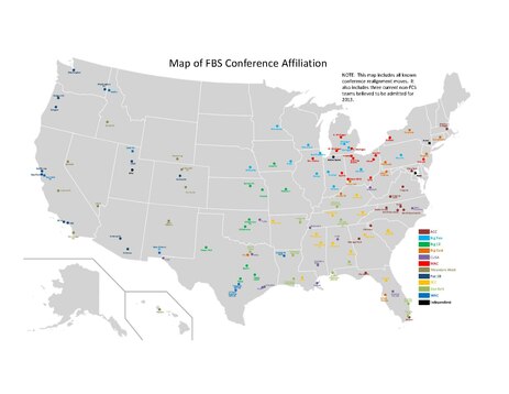 College Football Map Fbs