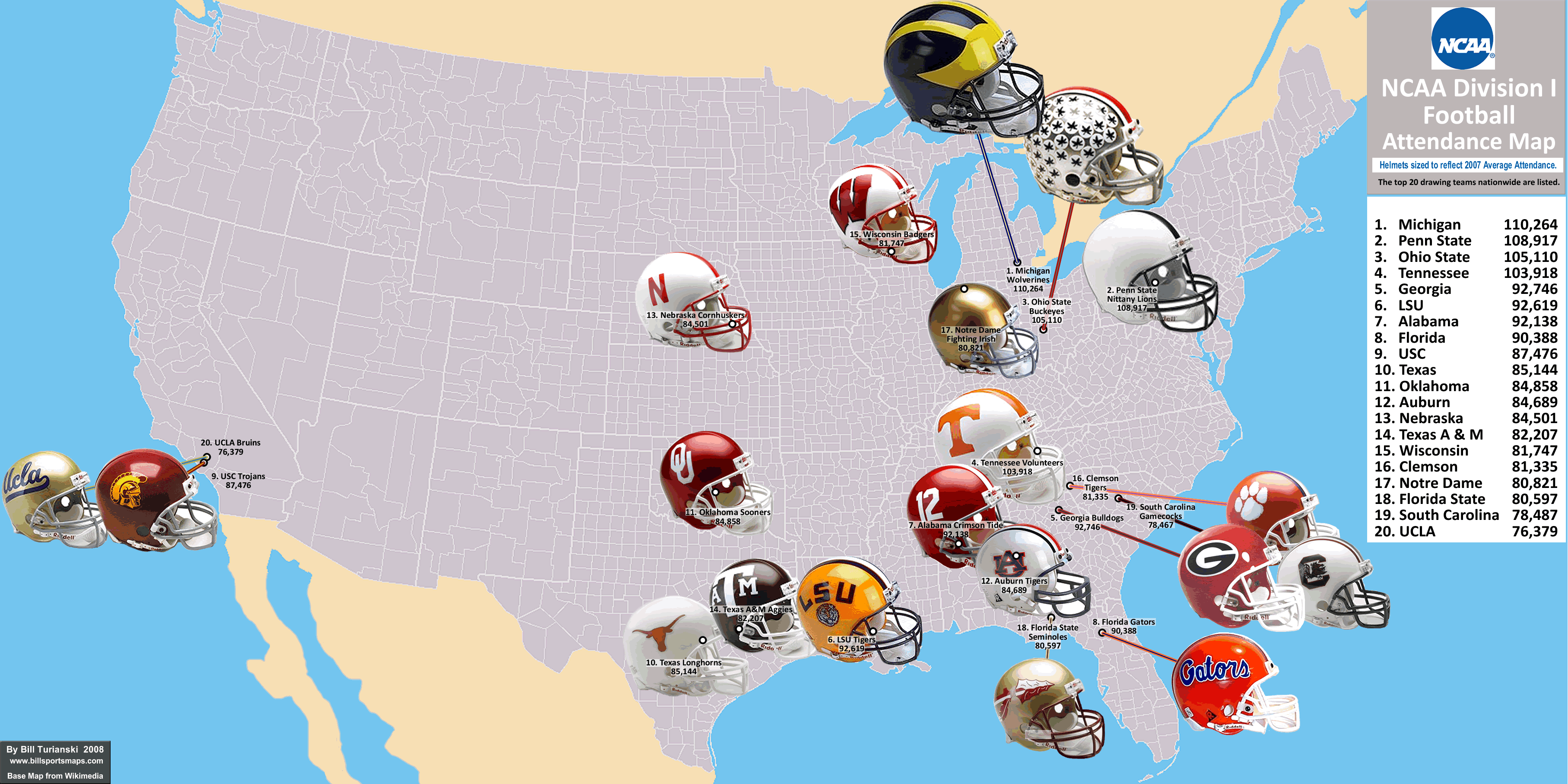 College Football Teams Map