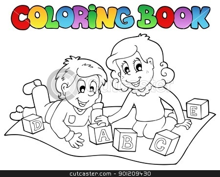 Coloring Pictures Of Children Playing Together